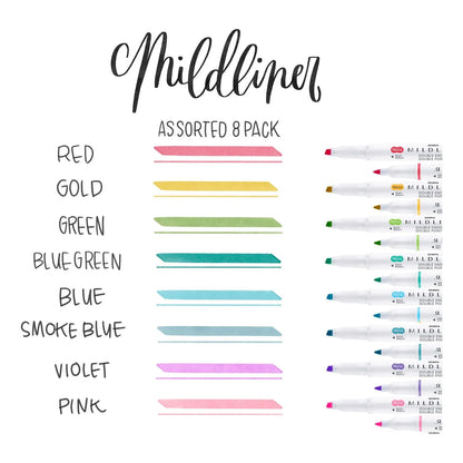 Resaltadores Zebra Mildliner Doble Punta 8 Colores Suaves Sin Manchas