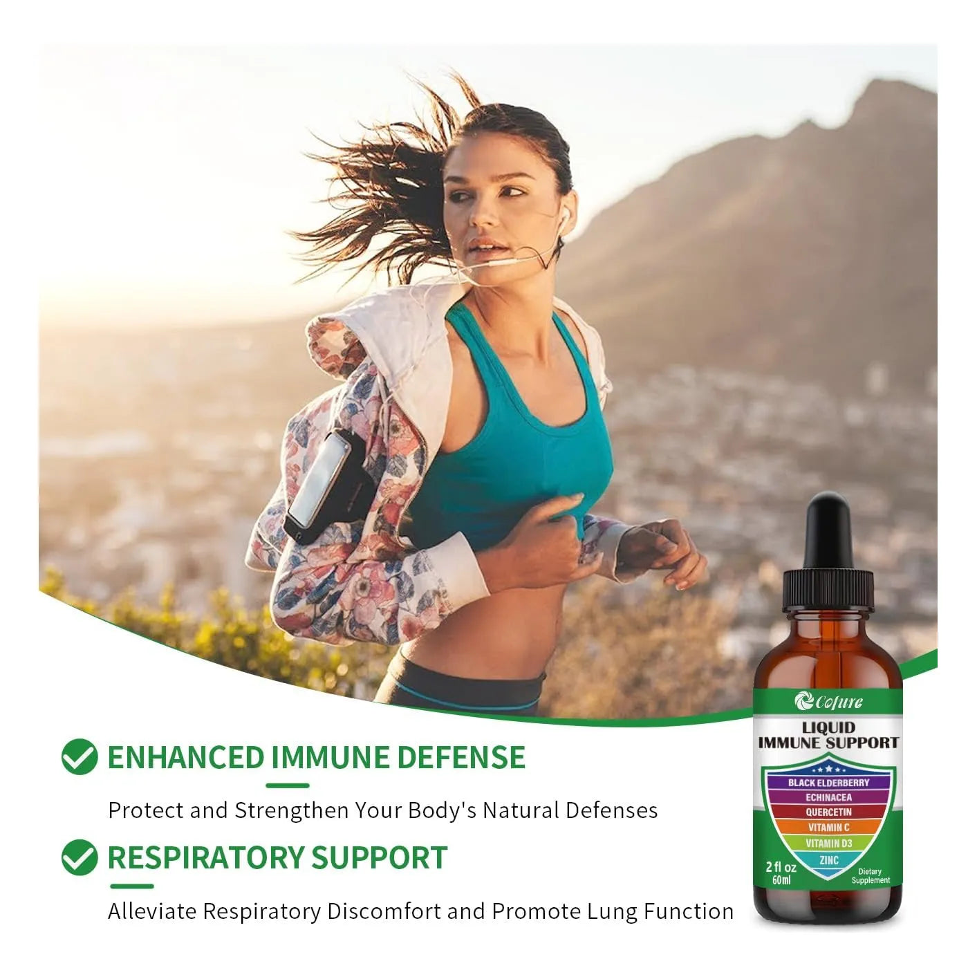 Zinc Quercetina Vitamina C D3 Liquido Inmunologico Con Equinacea Y Saúco 2 Oz