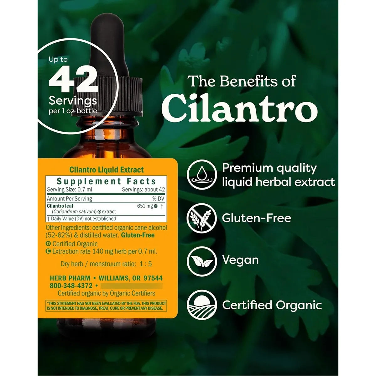 Extracto De Cilantro Orgánico Para Desintoxicación Y Limpieza Corporal 1 Onza
