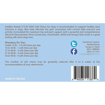 Z-Flex Max Masticables Suaves Para Caderas Y Articulaciones De Perros 50 Unidades