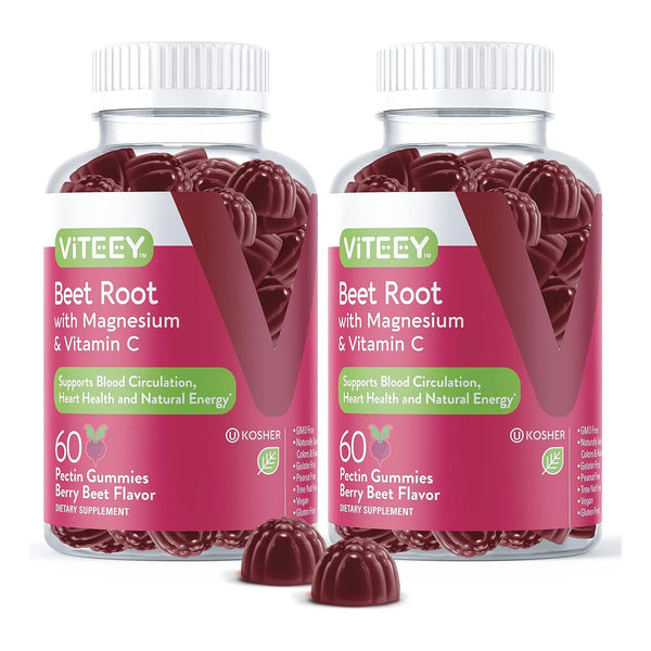 Gomitas De Raiz De Remolacha Con Magnesio Y Vitamina C Viteey Suplemento Cardiaco Vegano