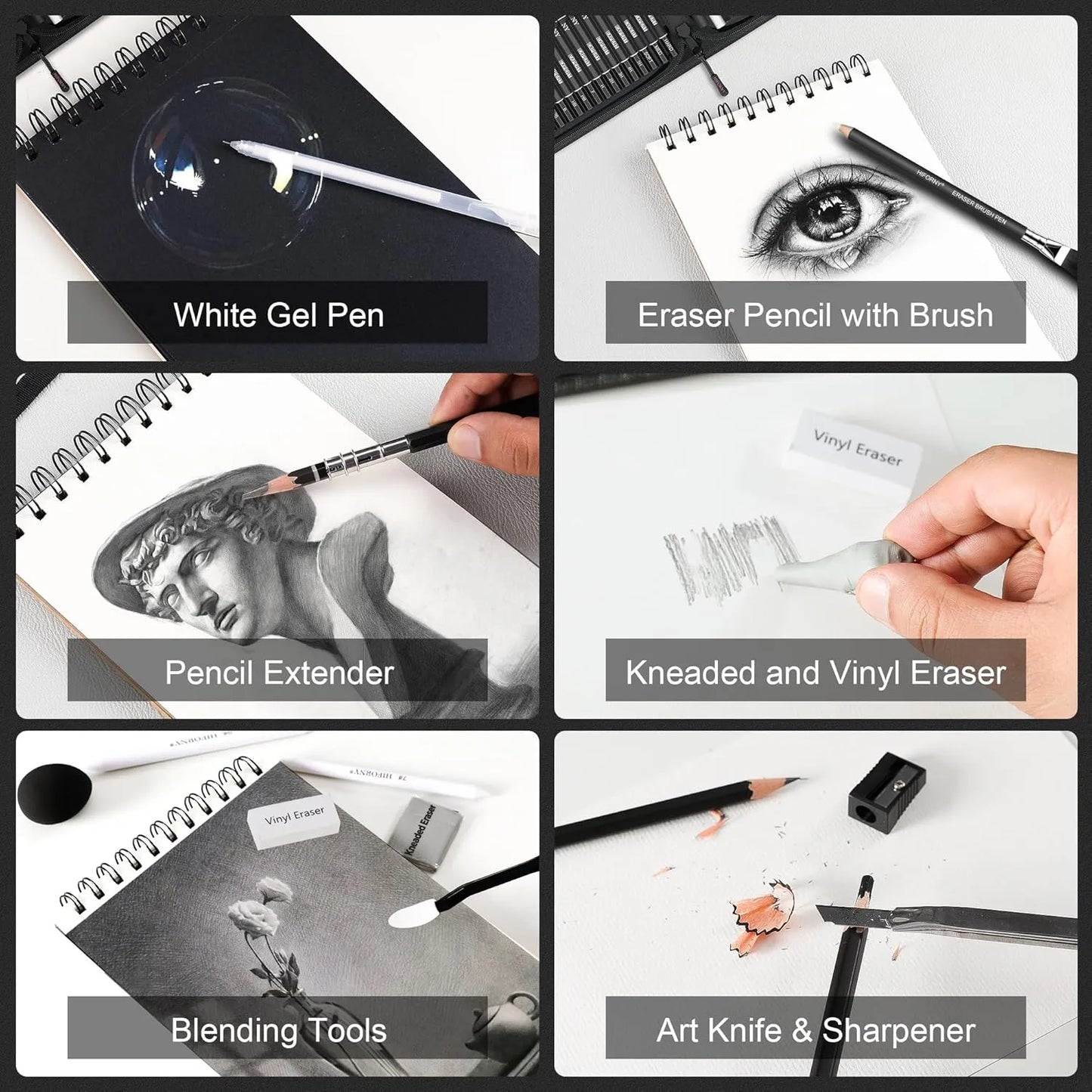 Kit Profesional De Dibujo 100 Piezas Con Cuaderno Y Estuche HIFORNY