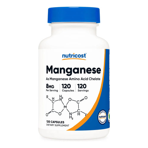 Suplemento De Manganeso Quelado 8 Mg 120 Capsulas Sin Gluten Y Apto Vegetarianos