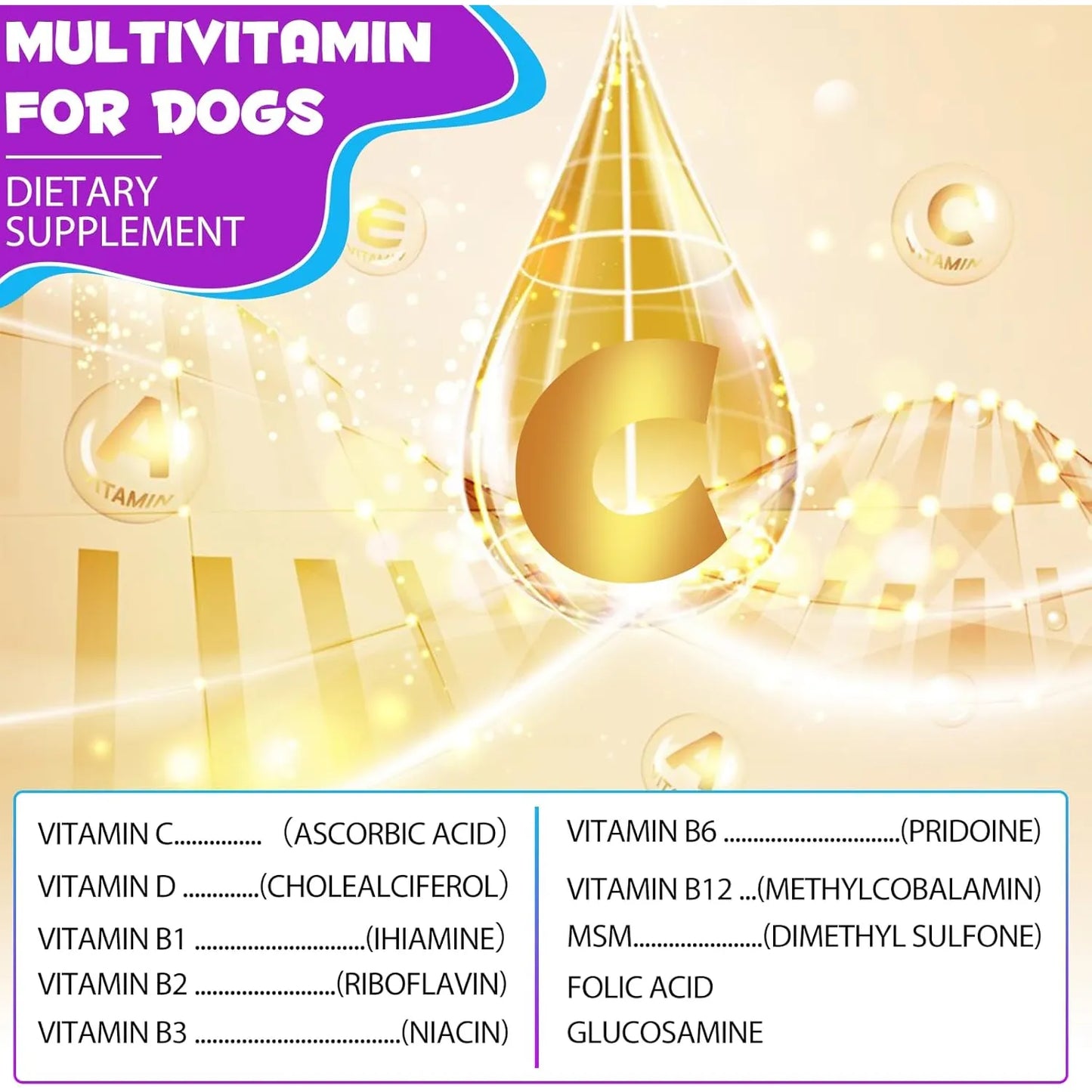 Multivitamínico Líquido 15 En 1 Para Perros Salud Corazón Huesos Articulaciones Piel