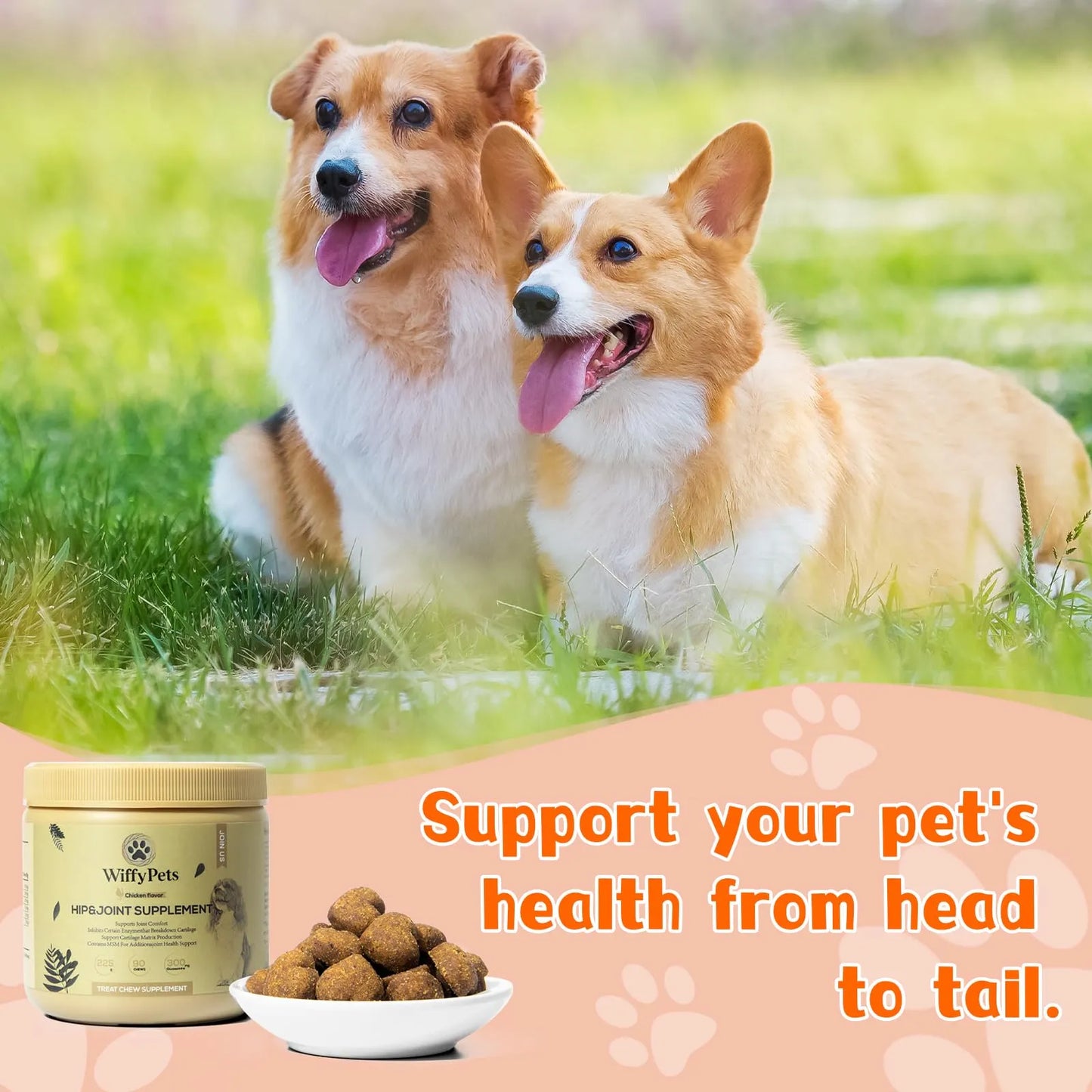 Golosinas Para Perros Con Glucosamina Y Condroitina Para Articulaciones Wiffypets 90 Unidades