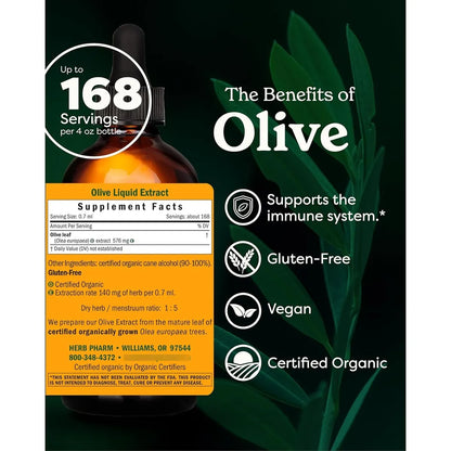 Extracto Liquido Hoja De Olivo Organico Herb Pharm 120ml Apoyo Inmunologico
