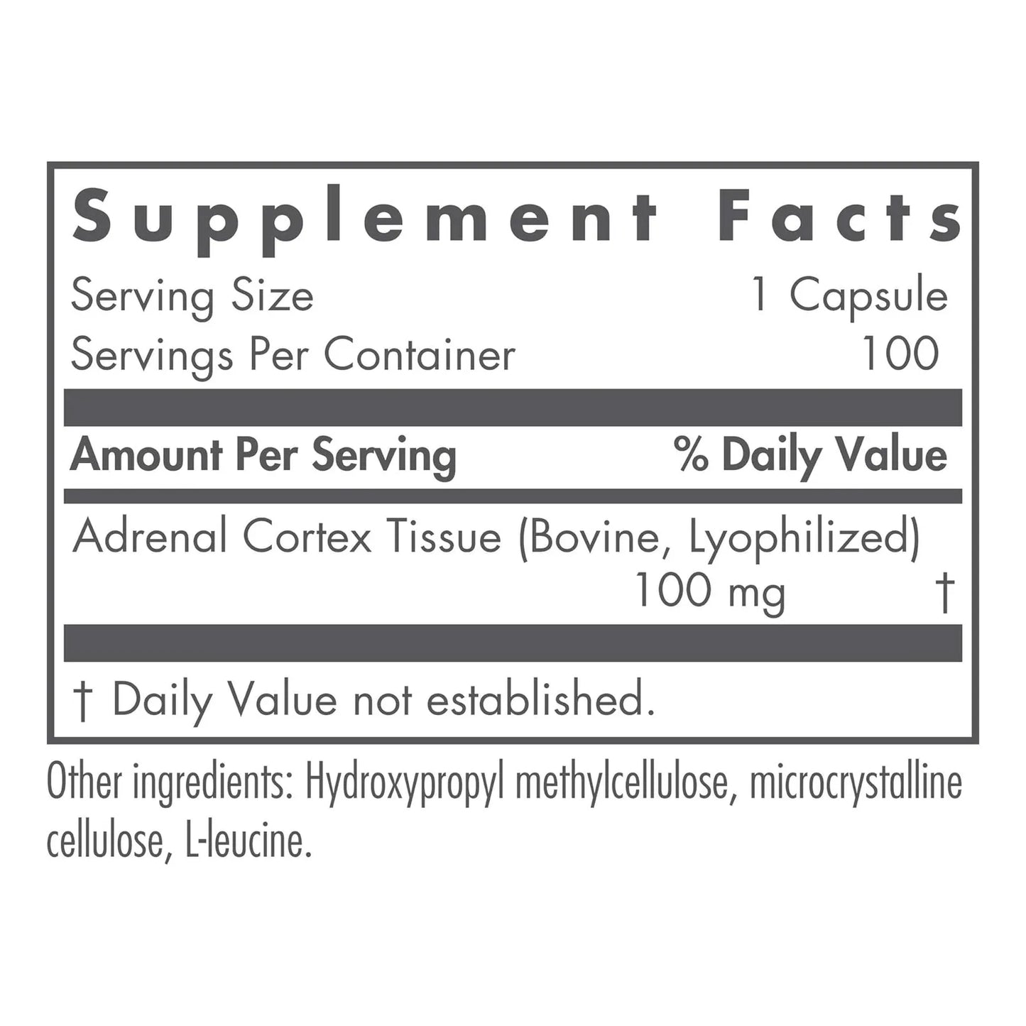 Extracto Bovino Liofilizado Apoyo Suprarrenal 100 Mg 100 Cápsulas Energía Y Defensas