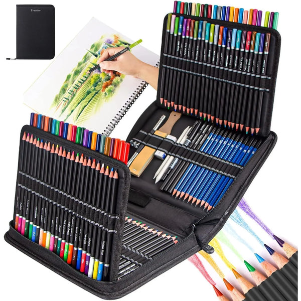 Kit Profesional Dibujo 146 Piezas Con Cuaderno Lápices Colores Grafito Y Carbón
