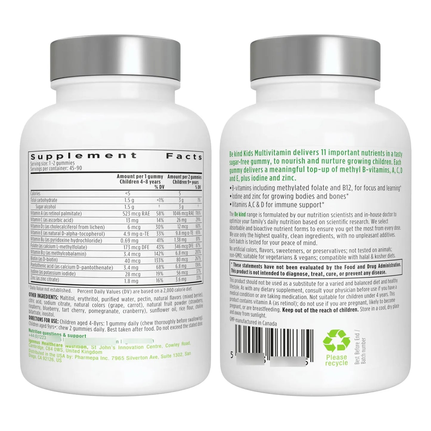Gomitas Multivitamínicas MTHFR Para Niños Con Vitaminas B Y D Igennus 90 Gomitas