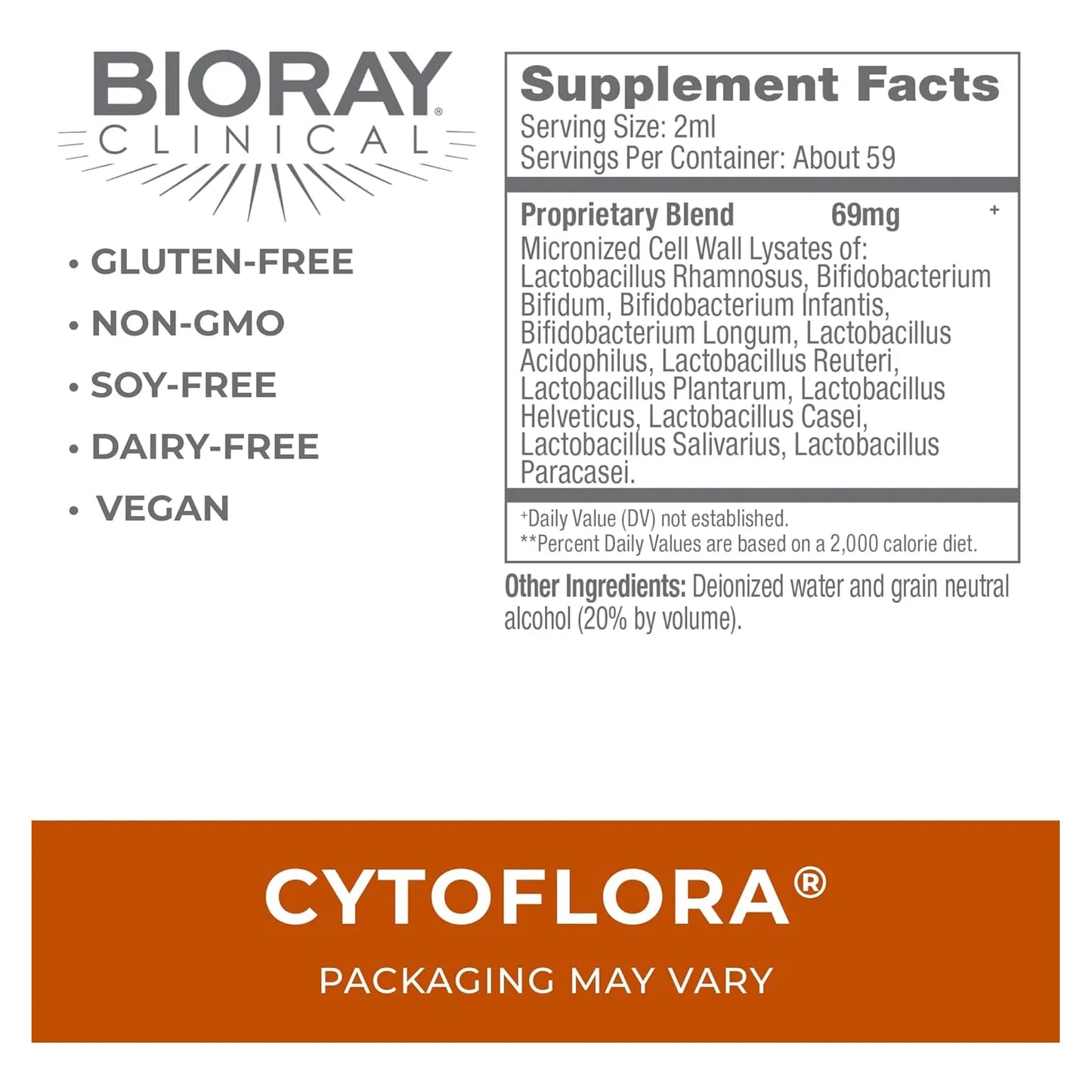 Tónico Probiótico Bioray Cytoflora Mejora Inmunidad Y Función Intestinal 120 Ml