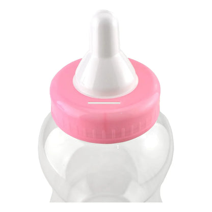Banco De Monedas Botella Leche Bebes Plastico Jumbo 38 Cm Rosa Claro
