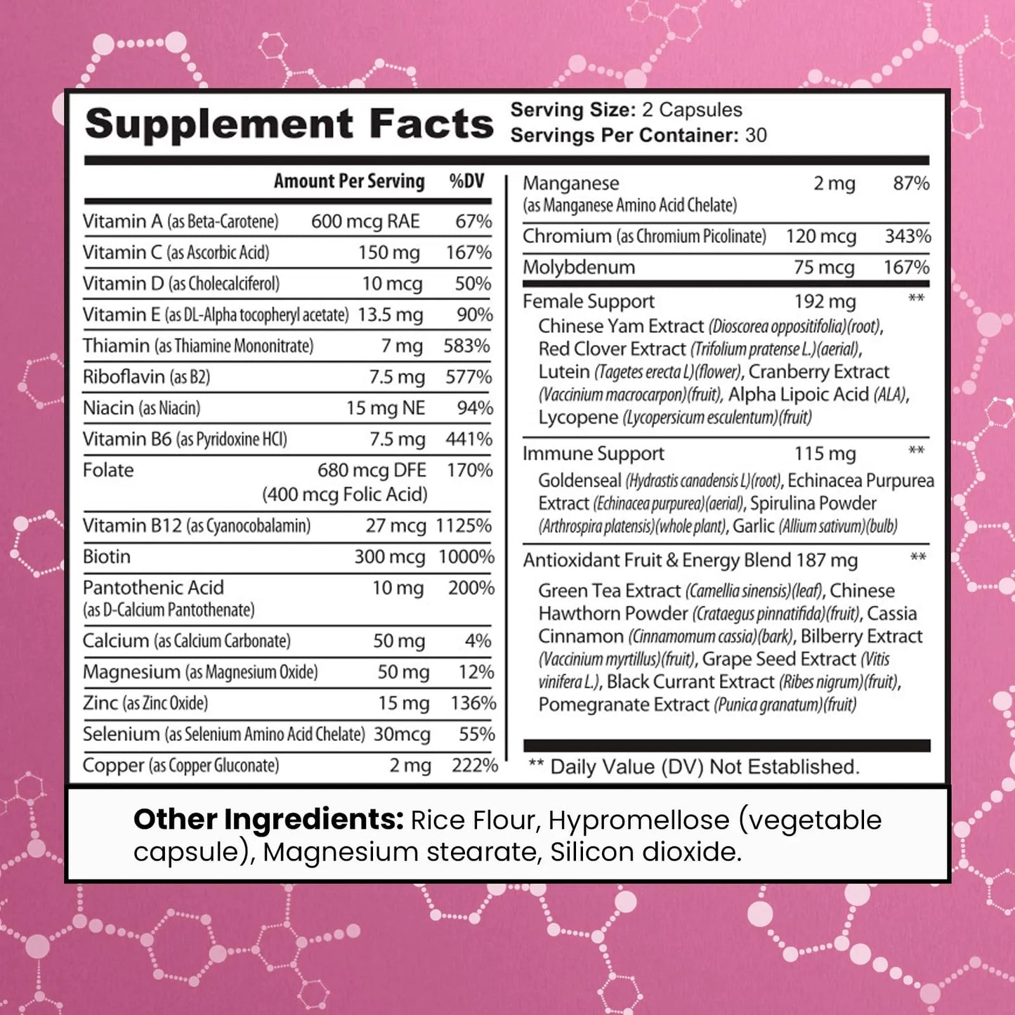 Multivitaminico Mujer 50 Años Con Vitaminas A B C D E Calcio Hierro Cabello Piel Uñas