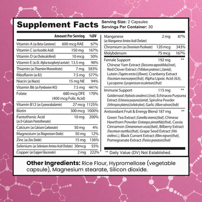 Multivitaminico Mujer 50 Años Con Vitaminas A B C D E Calcio Hierro Cabello Piel Uñas