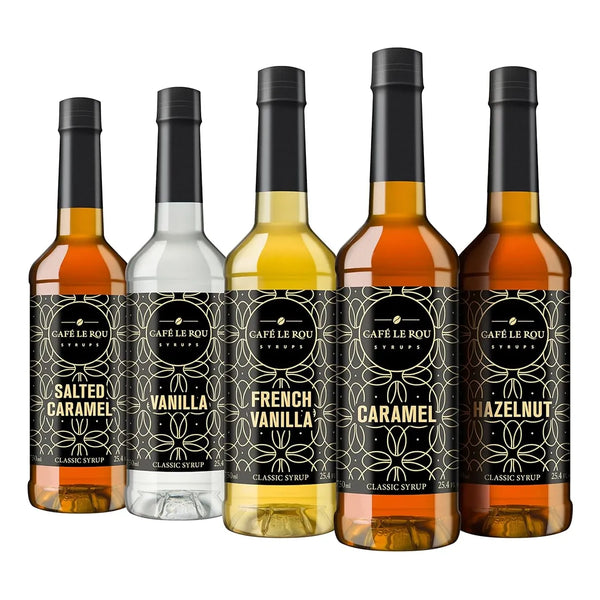 Café Le Rou Jarabe De Café Variado Paquete De 5 Sabores Premium 25.4 Onzas