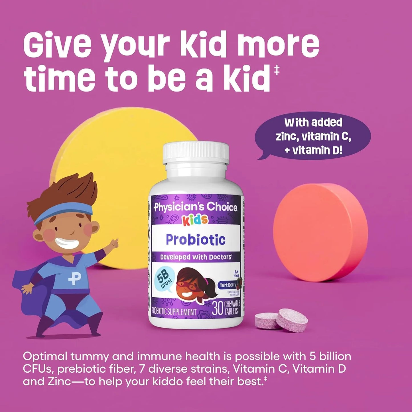 Probióticos Infantiles 7 Cepas Prebióticos Orgánicos Vitaminas Zinc