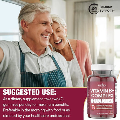 Gomitas De Vitamina B Con Biotina Y Acido Folico NEW AGE 60 Unidades Veganas Sin Gluten