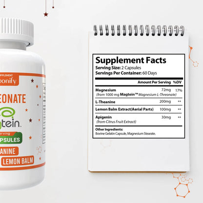 Magnesio L Treonato Con L Teanina 1400 Mg 120 Cápsulas Vegetales Alta Absorción