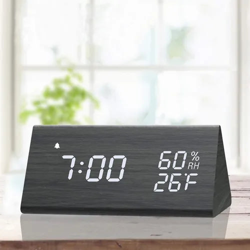 Despertador Digital Led Madera JALL Pantalla Clara Moderno y Elegante