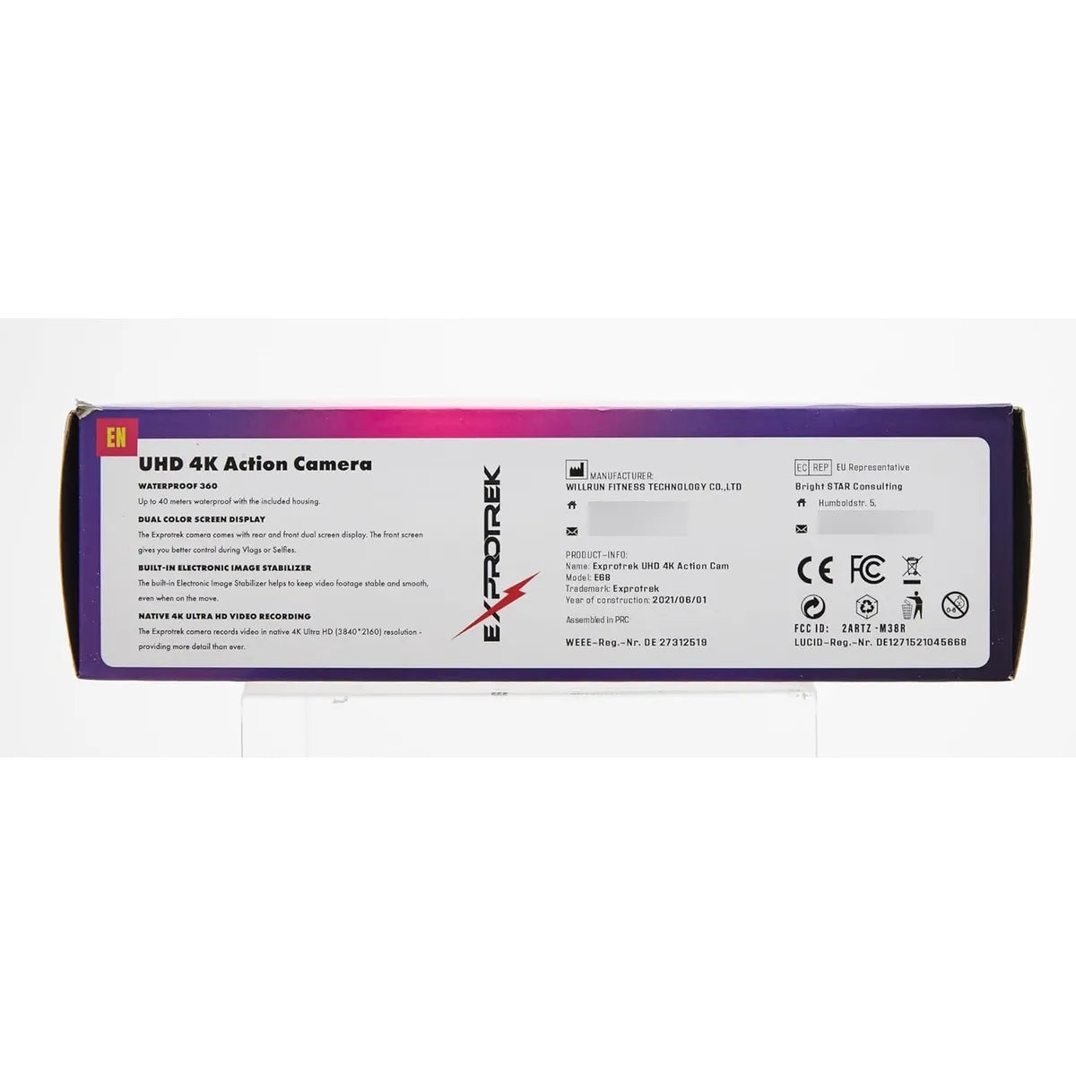 Cámara De Acción Exprotrek 4K Pantalla Táctil Impermeable 131 Pies WiFi