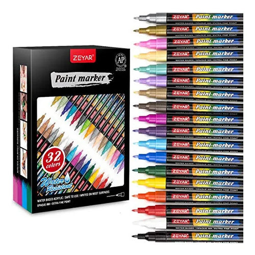 Rotuladores Zeyar Pintura Acrilica Base Agua Punta Ext Colores Vibrantes