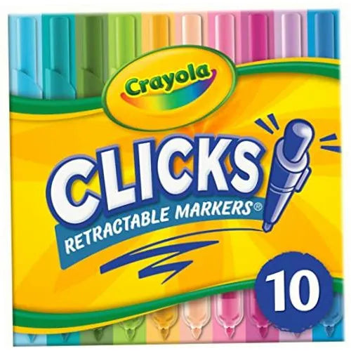 Marcadores Lavables Crayola Clics 10 Colores Retractiles No Toxicos