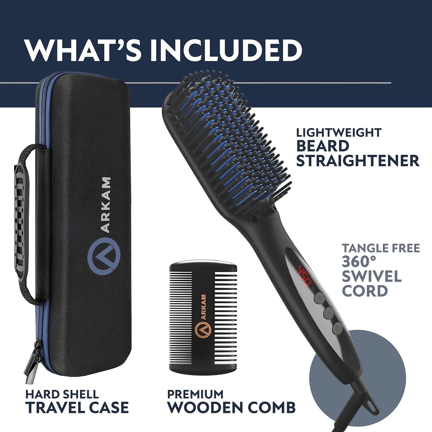 Alisador De Barba Arkam Deluxe Peine Alisador Con Calor Tecnologia Ionica