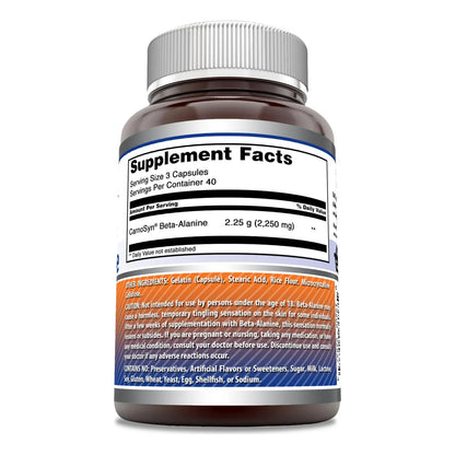 Beta Alanina 2250 Mg 120 Capsulas Suplemento Deportivo Sin Omg Ni Gluten