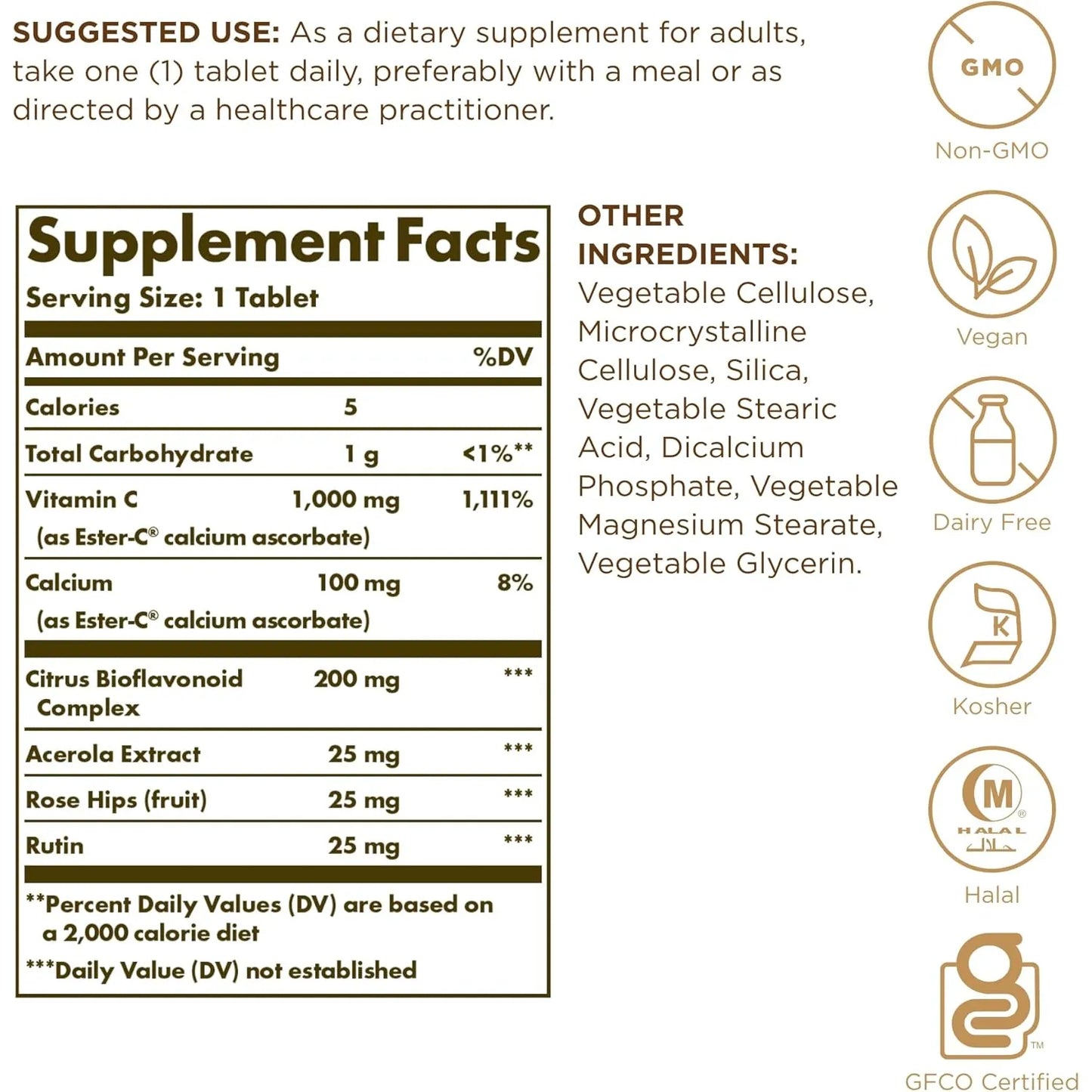 Ester C Plus 1000 Mg Vitamina C No Acida 180 Tabletas Solgar Defensas 24H