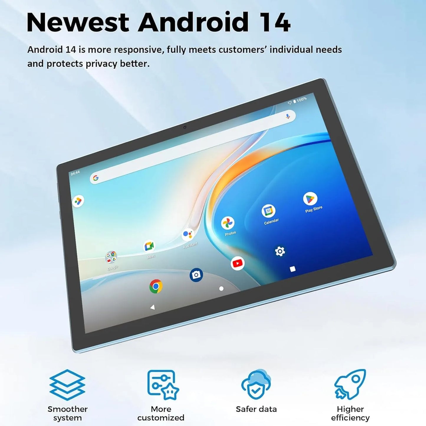 Tablet Android 14 10.1 Pulgadas 8GB RAM 64GB Teclado Mouse Funda Incluidos