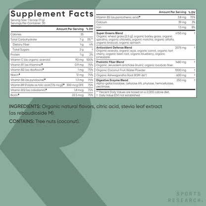 Superalimento En Polvo Orgánico Con Espirulina Clorella Adaptógenos Y Vitaminas B Para Energía Y Digestión