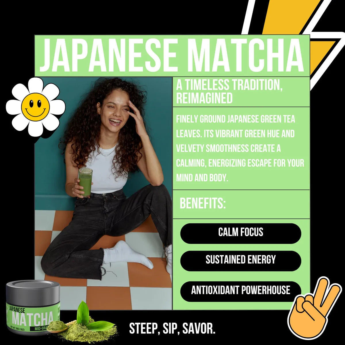 Té Verde Japonés Matcha Ceremonial Para Lattes 28g Energía Natural Antioxidante