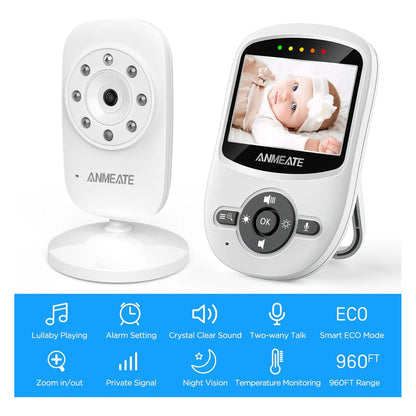 Monitor De Video Para Bebe Anmeate Sm24 Con Vision Nocturna Y Audio Bidireccional