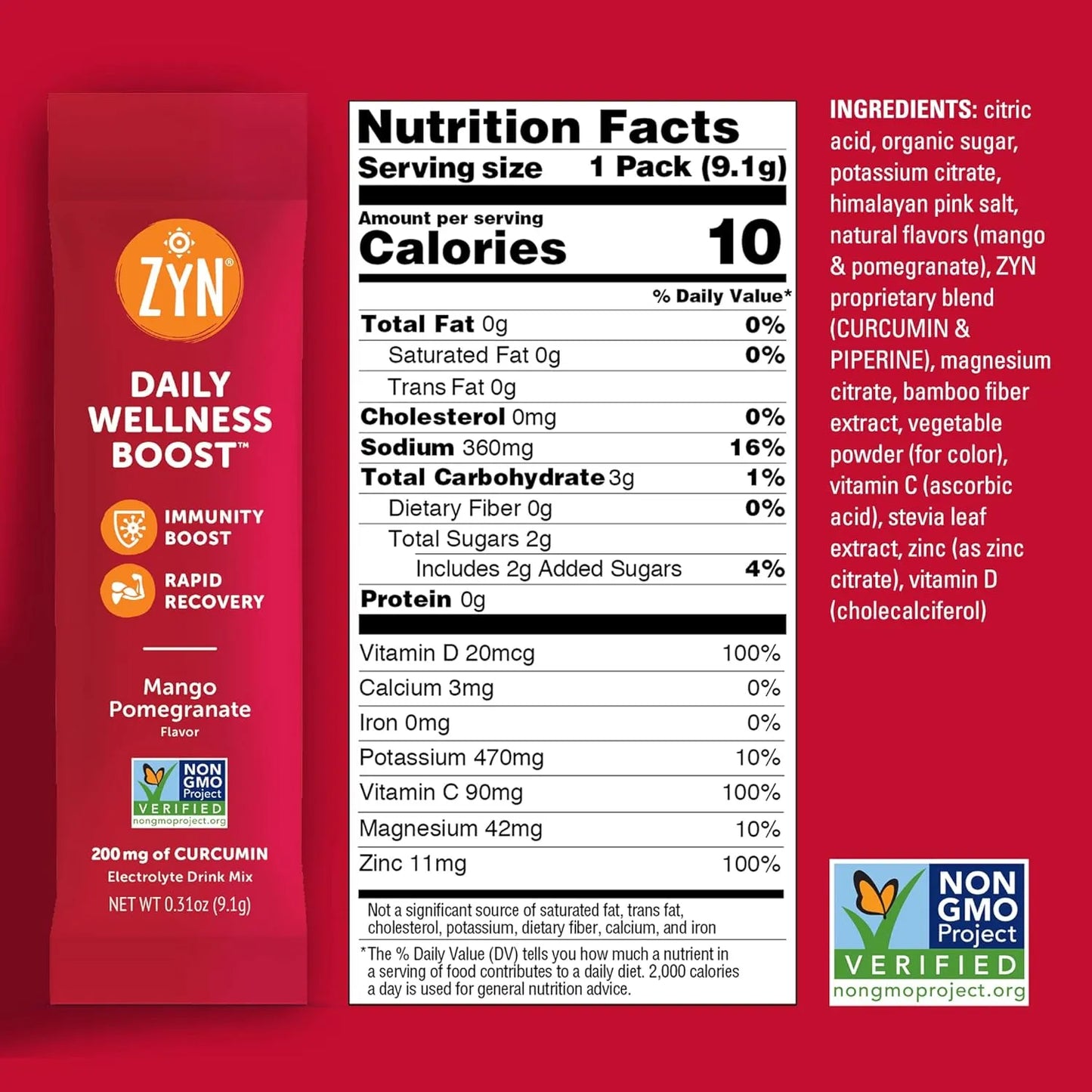 Polvo Hidratante Con Electrolitos Curcumina Vitaminas C D Zinc 4 Sabores
