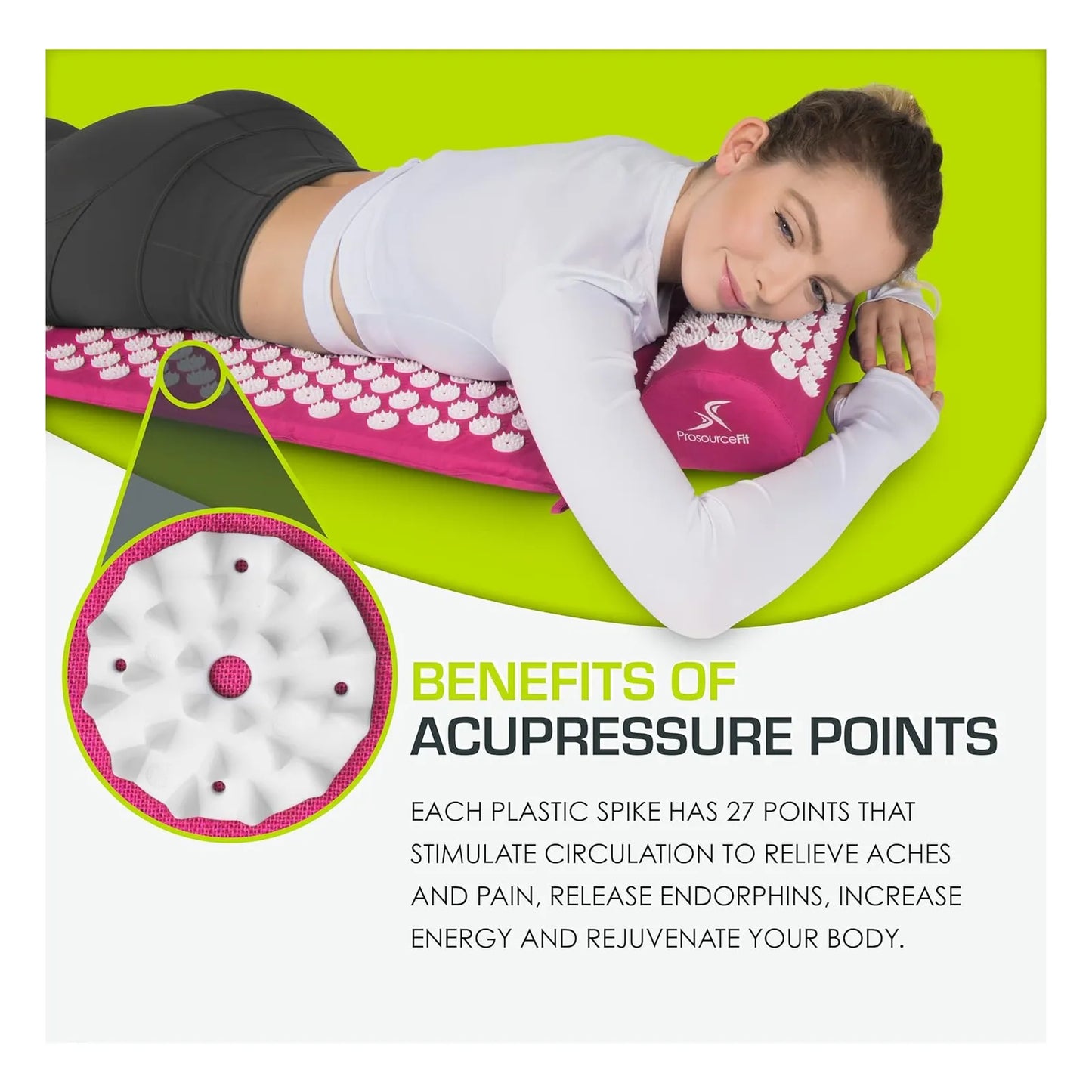 Colchoneta De Acupresion ProsourceFit Alivia Dolor Espalda Y Cuello Con Almohada Incluida