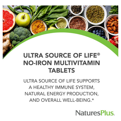 Multivitamínico Ultra Source Of Life 180 Tabletas Con Luteína Y Vitamina D3 Sin Hierro