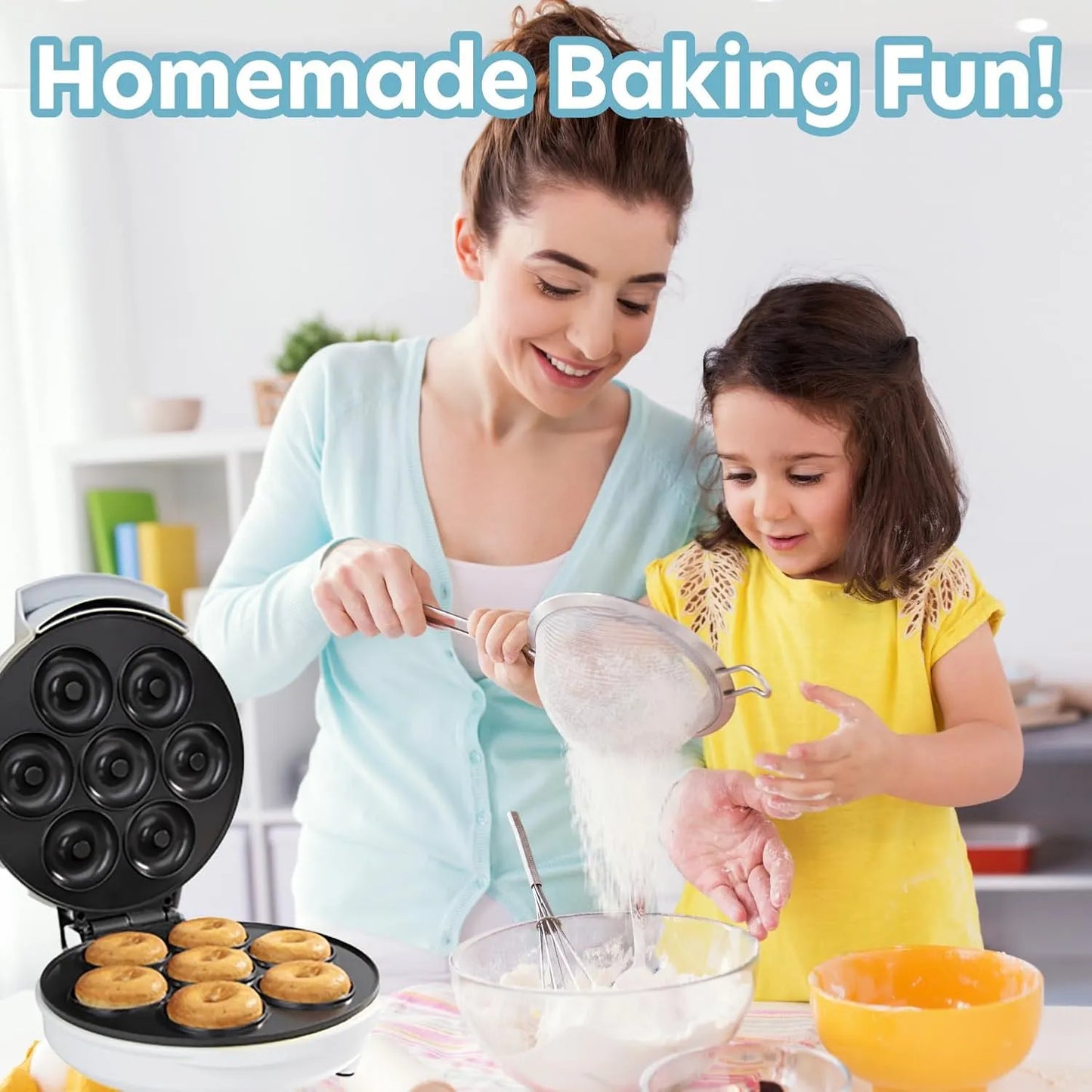 Mini Donut Maker Eléctrica Haz 7 Donas En Minutos Antiadherente Y Fácil Limpieza