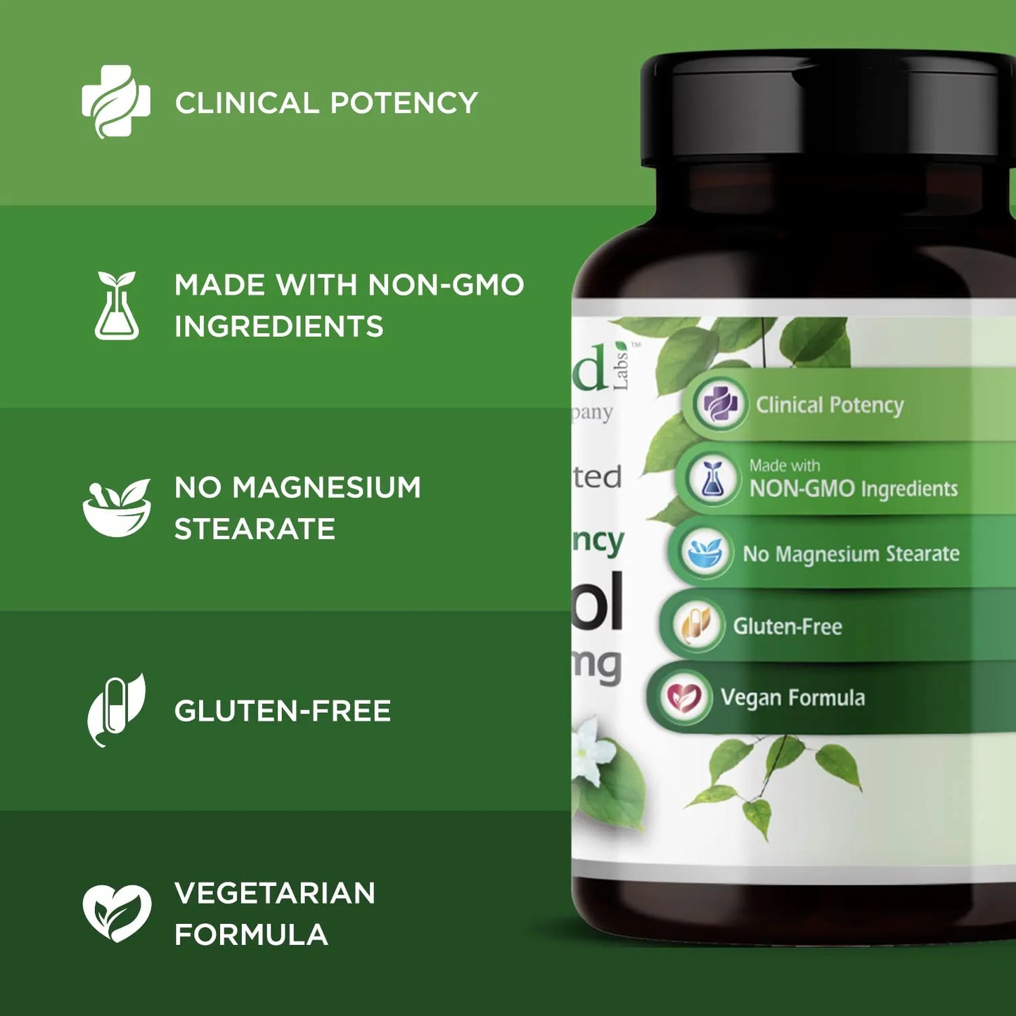 Resveratrol Emerald Labs Suplemento Antioxidante 30 Cápsulas Veganas