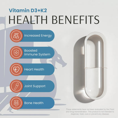Complejo Vitamina D3 K2 140 Mcg D3 110 Mcg K2 Mk7 120 Capsulas Salud Huesos Corazon