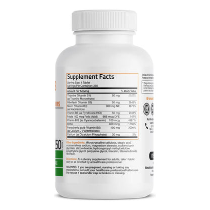 Complejo De Vitaminas B 250 Tabletas Energia Metabolismo Bronson