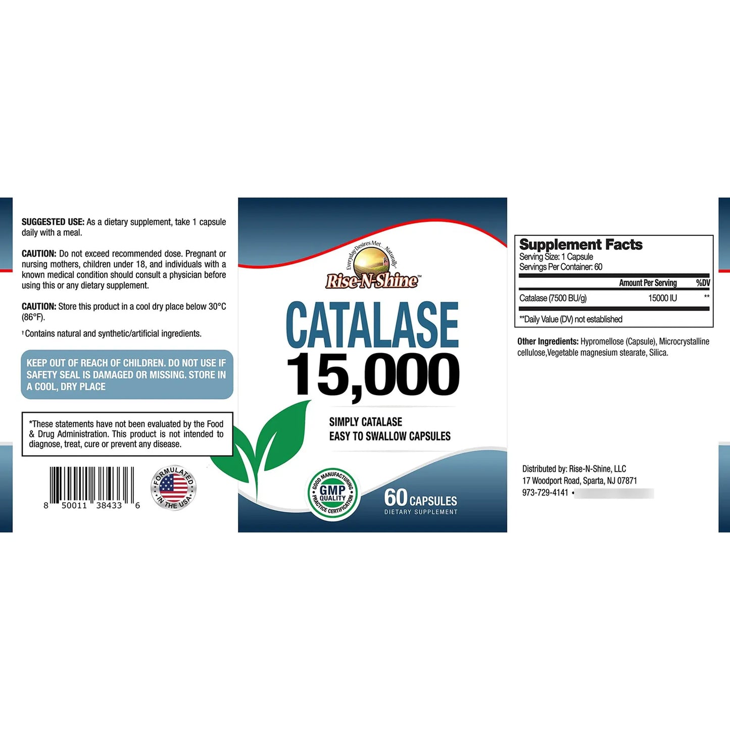 Suplemento Catalase 15000 Enzima Antioxidante Salud Capilar 60 Unidades