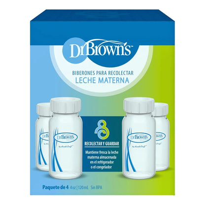 Botellas Recoleccion Leche Materna Dr Browns 4 Unidades Tapas Almacenamiento Sin Bpa