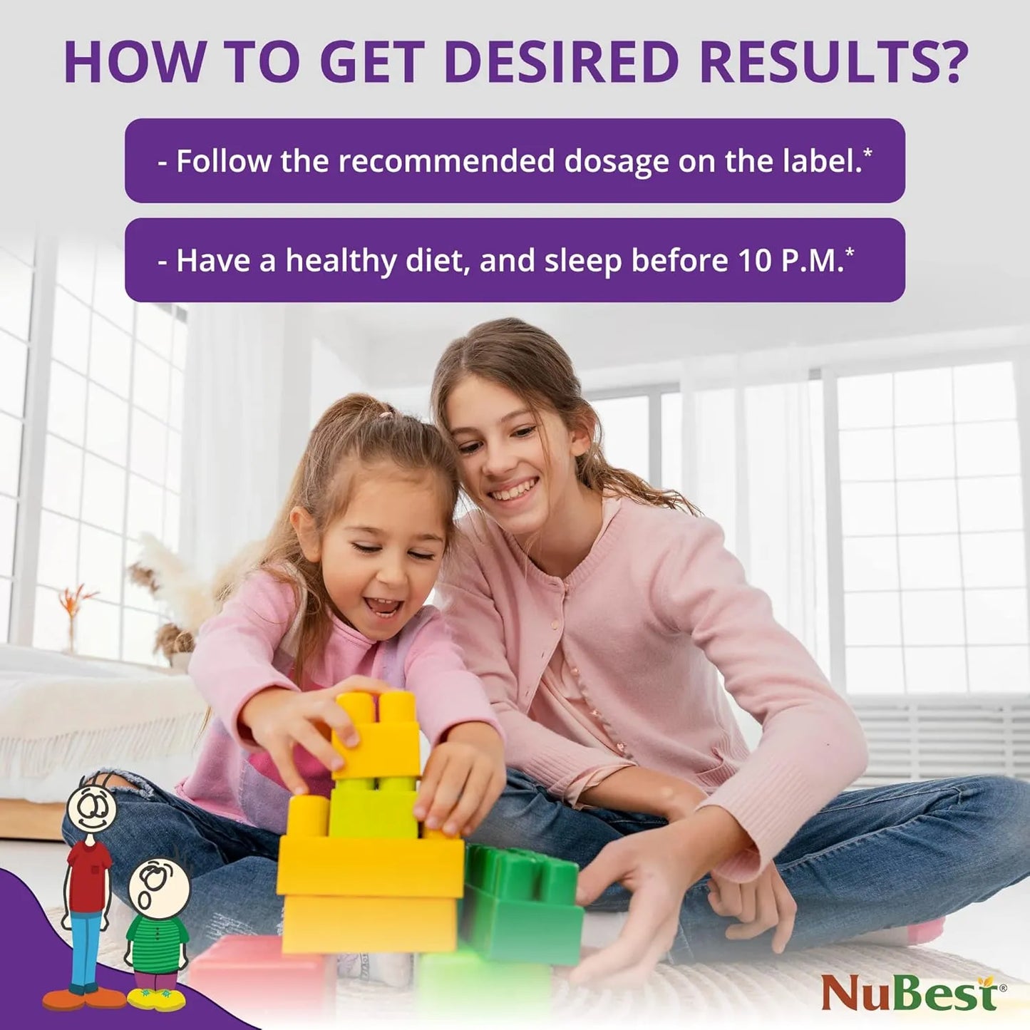 Vitaminas NuBest Niños Apoyo Inmunidad Fuerza Ósea 60 Tabletas Masticables