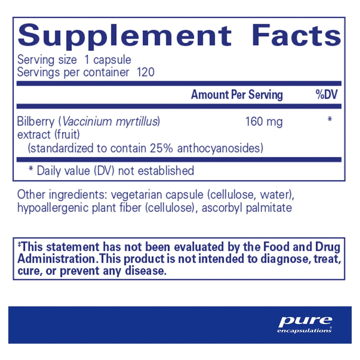 Arándano 160 Mg Suplemento Para Visión Y Circulación 120 Cápsulas