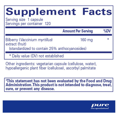 Arándano 160 Mg Suplemento Para Visión Y Circulación 120 Cápsulas