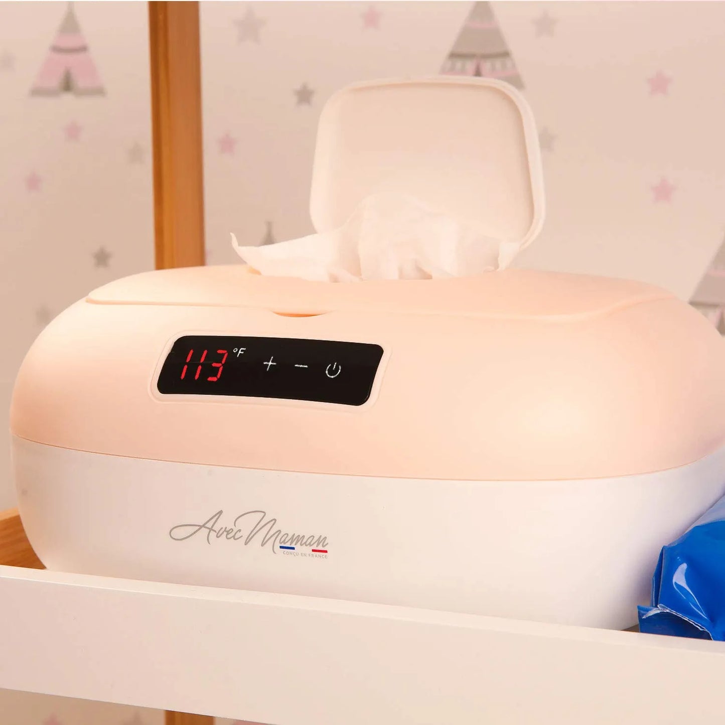 Calentador De Toallitas Bebé Avec Maman Caresse Rosa Calor Ajustable Digital