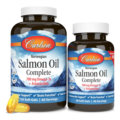 Aceite De Salmón Noruego 700 Mg Omega 3 Con Astaxantina 120+60 Cápsulas Blandas