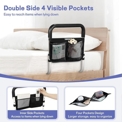 Rieles De Cama Ajustables Para Adultos Mayores Mango Antideslizante Y Soporte Hasta 300 Lbs