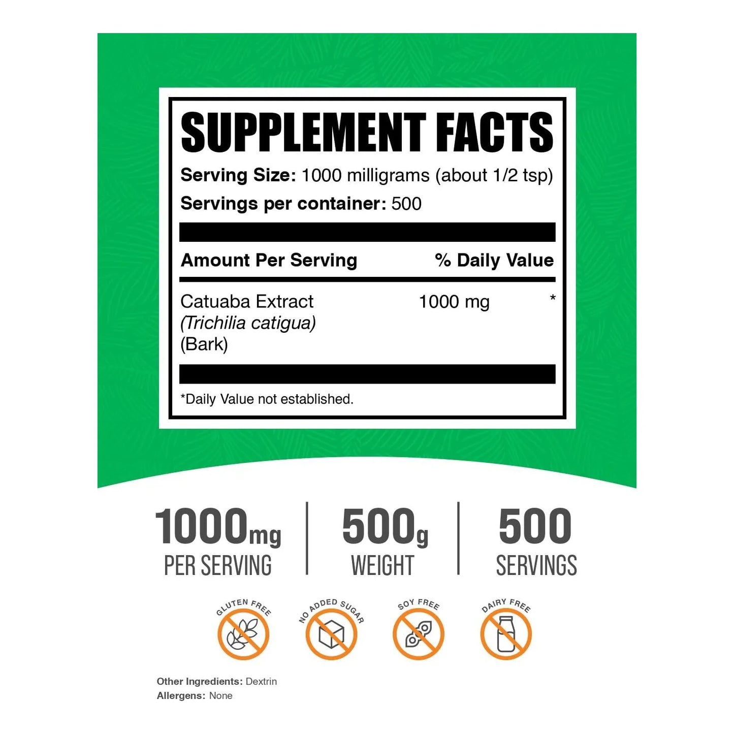 Extracto De Catuaba En Polvo 1000 Mg 500 Porciones Energía Y Enfoque Natural