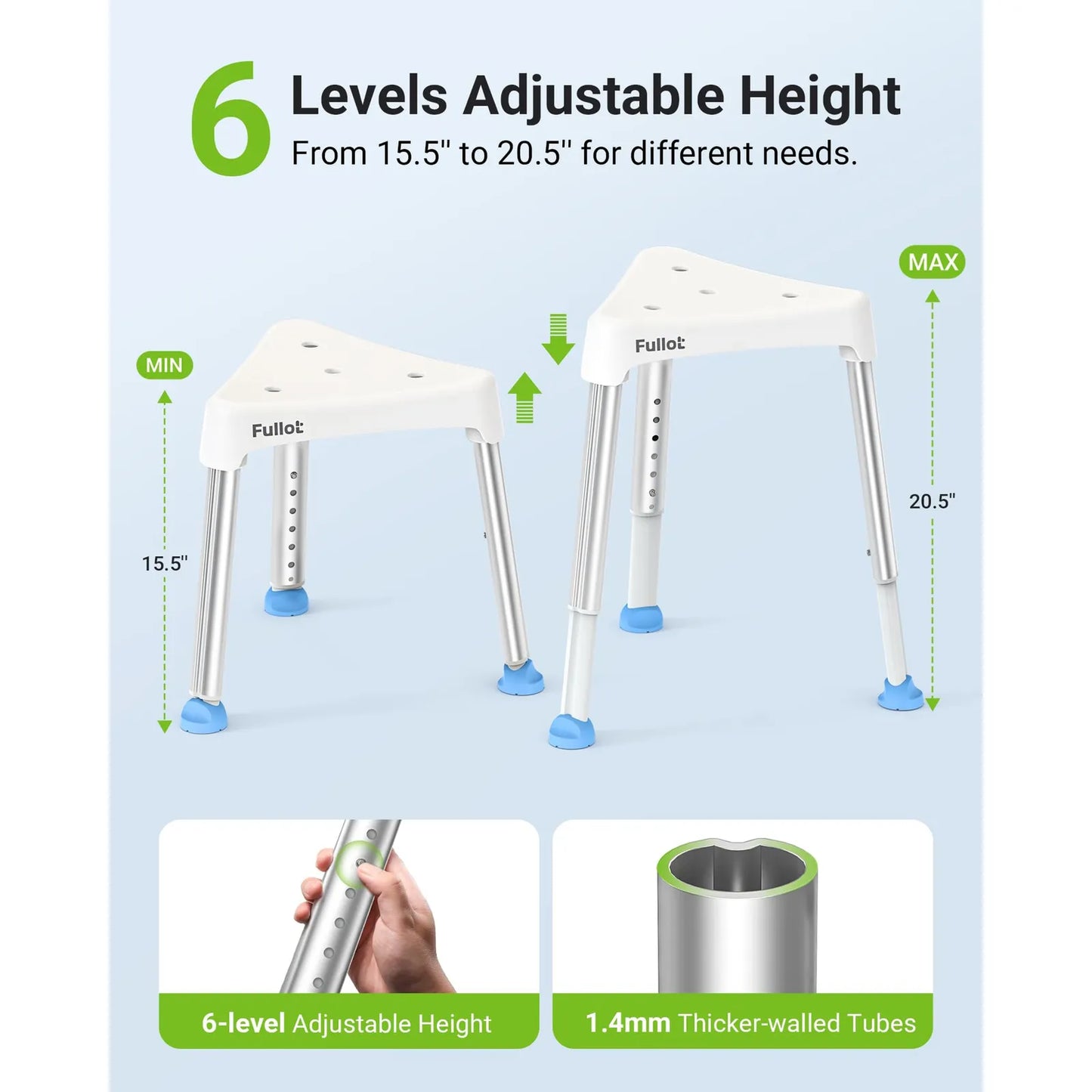 Silla De Ducha Triangular Ajustable 400 Lbs Antideslizante Para Adultos Mayores