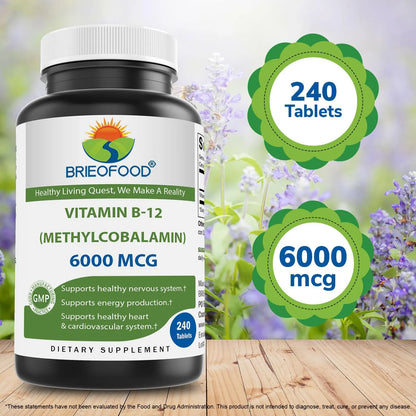 Vitamina B12 Meticobalamina 6000 Mcg 240 Tabletas Energia Y Bienestar